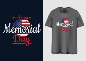 conception de t-shirt typographie happy memorial day vecteur