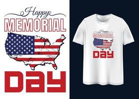 conception de t-shirt typographie happy memorial day vecteur