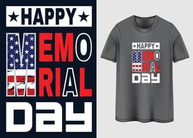 conception de t-shirt typographie happy memorial day vecteur