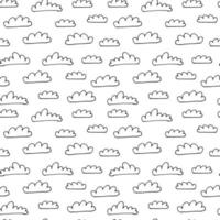 joli motif de nuages. doodle motif sans couture avec nuage sur fond blanc. vecteur