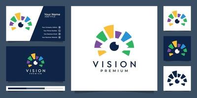 modèle vectoriel premium de vision oculaire. logo et carte de visite. vecteur premium