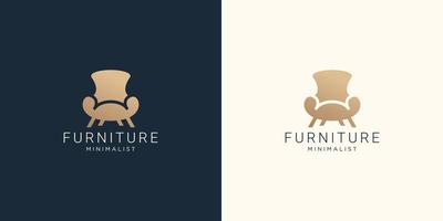 chaise de logo de meubles pour la conception intérieure de magasin. modèle intérieur or design minimaliste. vecteur premium