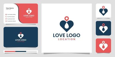 logo d'amour créatif avec modèle de conception de concept d'emplacement et illustration de carte de visite. vecteur