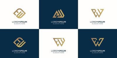 ensemble de lettre abstraite e et lettre w combination.symbol pour les affaires, l'inspiration, la technologie, le luxe.design template.premium vector