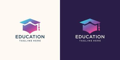 éducation pour l'obtention du diplôme dégradé de couleur du logo meilleur pour l'école, l'université, le collège, le logo diplômé.vecteur premium vecteur