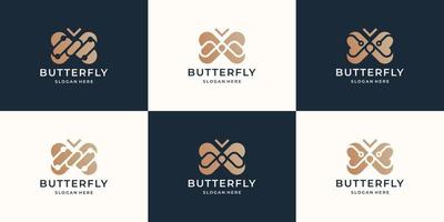 ensemble d'inspiration de conception de symbole papillon or collection, logo pour entreprise de mode, boutique. vecteur