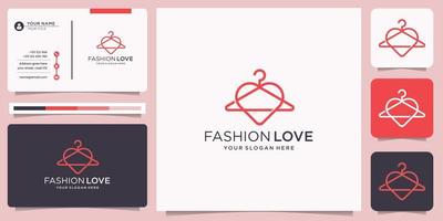 logo de style de ligne de suspension de mode minimalisme avec concept de conception de coeur d'amour. création de logo d'amour de mode. vecteur