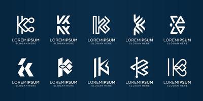 ensemble de modèle de conception de logo monogramme k initial.le logo pour les affaires de l'entreprise. vecteur premium