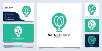 logo de feuille d'idée naturelle avec style d'art en ligne et modèle de conception de carte de visite, arbre, idée, vecteur smart.premium