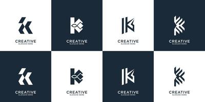 ensemble de modèle de logo abstrait monogramme lettre k. icônes pour business.technology, lettre k, alphabet, élégant, équilibre. vecteur premium