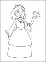 coloriages de princesse vecteur