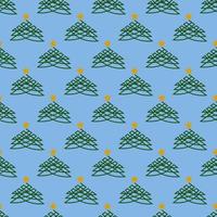 motif géométrique sans couture avec arbre de noël vert et étoile dorée sur fond bleu. motif du nouvel an. impression vectorielle pour fond de tissu vecteur