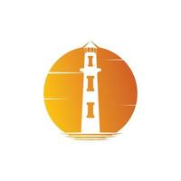 logo d'icône de phare et conception de tour de balise d'illustration vectorielle vecteur