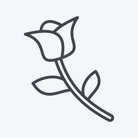 icône rose. lié au symbole de la flore. style de ligne. simple illustration. plante. chêne. feuille. Rose vecteur