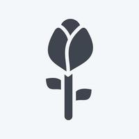 icône rose 2. liée au symbole de la flore. style de glyphe. simple illustration. plante. chêne. feuille. Rose vecteur