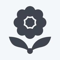 icône fleur. lié au symbole de la flore. style de glyphe. simple illustration. plante. chêne. feuille. Rose vecteur