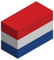 drapeau national des pays-bas - rendu 3d isométrique. vecteur