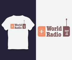 conception de t-shirt de typographie de la journée mondiale de la radio vecteur