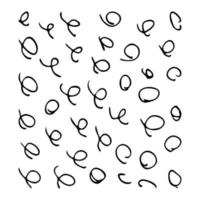 gribouillis dessinés à la main. ensemble de tourbillons bouclés. croquis noir isolé sur fond blanc. illustration vectorielle. vecteur