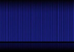 rideaux bleus d'opéra, de cinéma ou de théâtre. projecteur sur fond de rideaux de velours fermés. illustration vectorielle vecteur