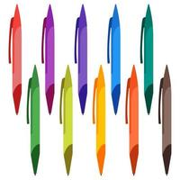 ensemble de stylos multicolores sur fond blanc. illustration vectorielle. vecteur