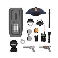 police, icônes de dessin animé de département dans la collection de jeu pour la conception. détective et accessoires illustration de stock de symbole bitmap. vecteur