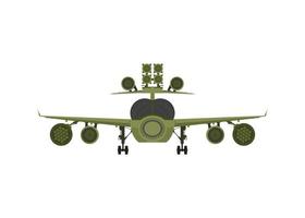 vue de face d'avion militaire. combattant vert avec lance-roquettes. vecteur