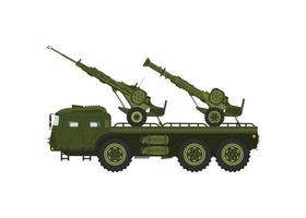 un véhicule tracteur militaire transporte un char. transport de matériel militaire. illustration vectorielle vecteur