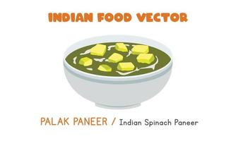 palak indien paneer de saag paneer - illustration de vecteur plat paneer aux épinards indiens isolé sur fond blanc, dessin animé clipart. nourriture asiatique. cuisine indienne. cuisine indienne