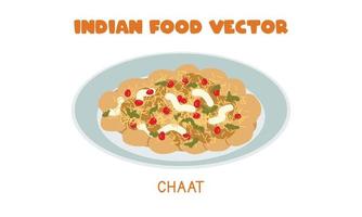 chaat indien - célèbre illustration de vecteur plat snack indien isolé sur fond blanc. dessin animé clipart chaat. nourriture asiatique. cuisine indienne. cuisine indienne