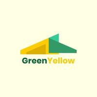 modèle vectoriel de logo de maison jaune vert soleil.