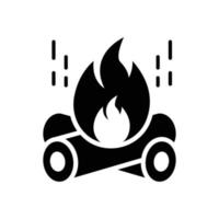 icône solide de vecteur de feu de joie avec illustration de style d'arrière-plan. fichier eps 10 de symbole de camping et de plein air.