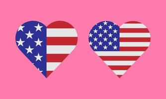 coeur de drapeau américain vecteur