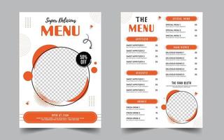 menu de restaurant moderne et modèle de flyer alimentaire vecteur