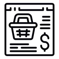 vecteur de contour d'icône de panier de boutique en ligne. littératie financière
