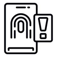 vecteur de contour d'icône de sécurité d'empreintes digitales. cybercriminalité
