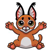 dessin animé mignon chat caracal assis vecteur