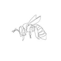 dessin au trait continu vecteur d'illustration de guêpes et d'abeilles