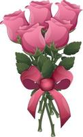 illustration du bouquet de roses de la saint-valentin. vecteur de dessin animé de roses roses. décoration de fleurs de mariage. fleur de rose florale pour illustration de décoration