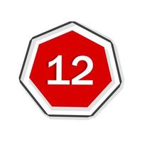 icône de l'insigne numéro 12. vecteur plat.