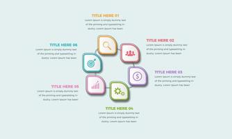 modèle d'infographie d'entreprise. options de conception ou étapes avec 6 chiffres, modèle de conception infographique coloré vecteur