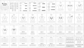 Feuilles de travail sur les sentiments et les émotions pour les enfants d'âge préscolaire vecteur