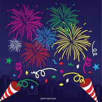 bonne année, anniversaire, célébration, fête de l'indépendance feu d'artifice animation fond réaliste avec félicitations et symboles du festival illustration vectorielle isolée vecteur