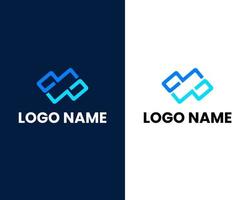 concept de conception de lettres de logo wp carré dans les couleurs noir et bleu vecteur