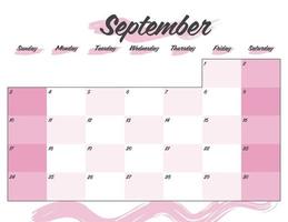 planificateur de calendrier mensuel lettrage coloré septembre 2023 imprimable vecteur