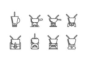 Caquelon fondue icône linéaire vecteur
