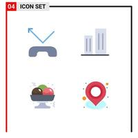 4 icône plate universelle signes symboles d'appel architecture alimentaire titulaire du district éléments de conception vectoriels modifiables vecteur