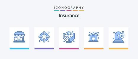 pack d'icônes bleues d'assurance 5, y compris l'assurance. la mort. Assurance. église. Sécurité. conception d'icônes créatives vecteur