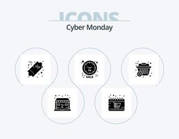 pack d'icônes glyphe cyber lundi 5 conception d'icônes. panier. remise. magasin. cybernétique. pour cent vecteur