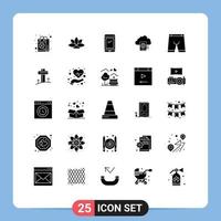 pack de glyphes solides de 25 symboles universels de lecture de téléchargement d'éléments de conception vectoriels modifiables android vecteur